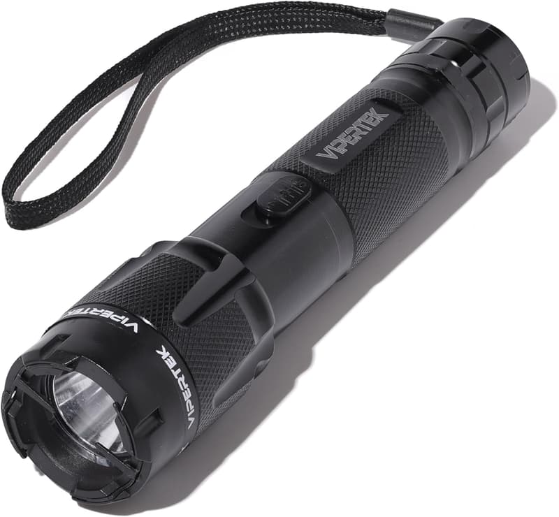 Rechargeable Aluminum Stun Gun with LED Flashlight, Black