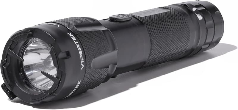Rechargeable Aluminum Stun Gun with LED Flashlight, Black