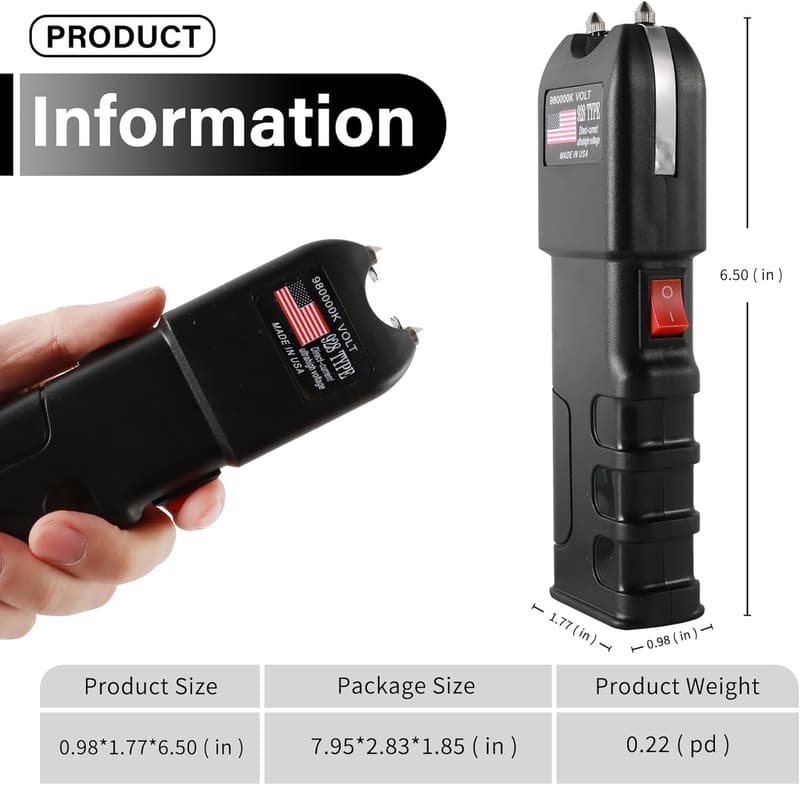 Heavy Duty Self-Defense Stun Gun Flashlight with LED