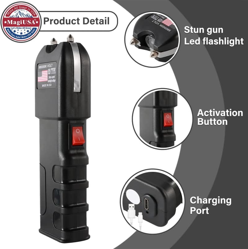 Heavy Duty Self-Defense Stun Gun Flashlight with LED