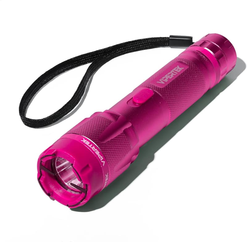 Rechargeable Pink Aluminum Stun Gun with LED Flashlight