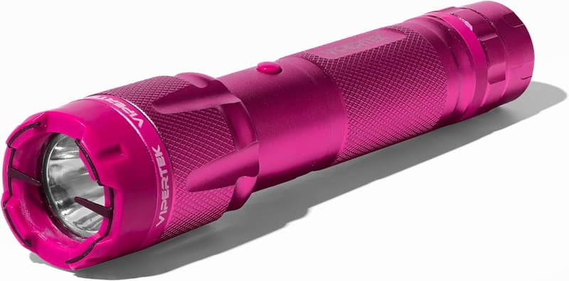 Rechargeable Pink Aluminum Stun Gun with LED Flashlight