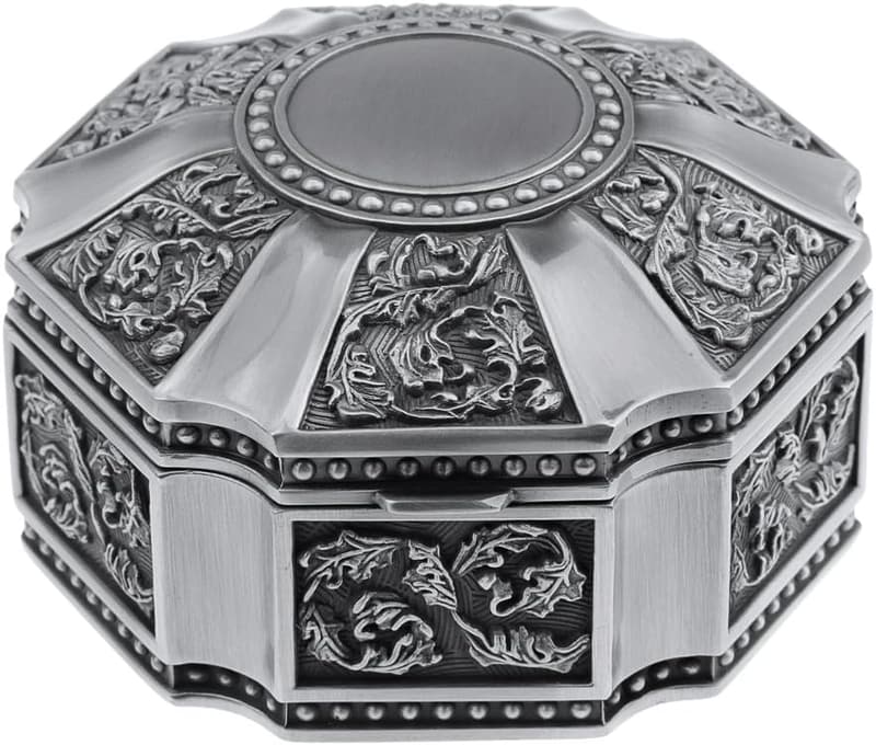 Vintage Antique Tin Heart Jewelry Box Organizer