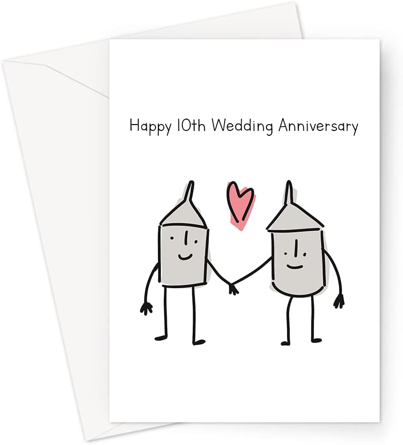 10th Anniversary Greeting Card | Tin Cans In Love