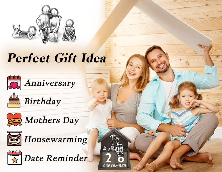 Anniversary Solid Wood Family Figurines with Metal Figures