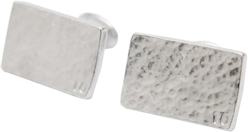 10th Anniversary Rectangle Beaten Tin Cufflinks for Him
