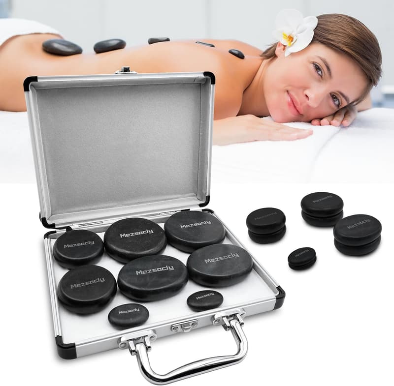 8PCS Electric Hot Stone Massage Set for Spa & Pain Relief