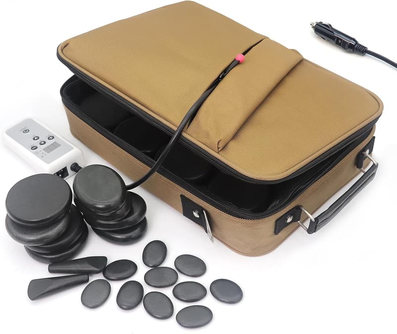Portable Hot Stone Massage Kit with Temperature Control and Travel Bag
