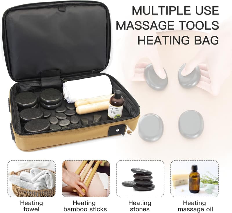 Portable Hot Stone Massage Kit with Temperature Control and Travel Bag