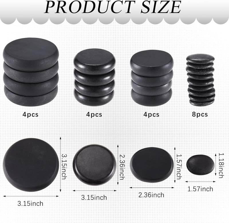 Massage Stone Set - 20 Black Basalt Rocks for Home Spa