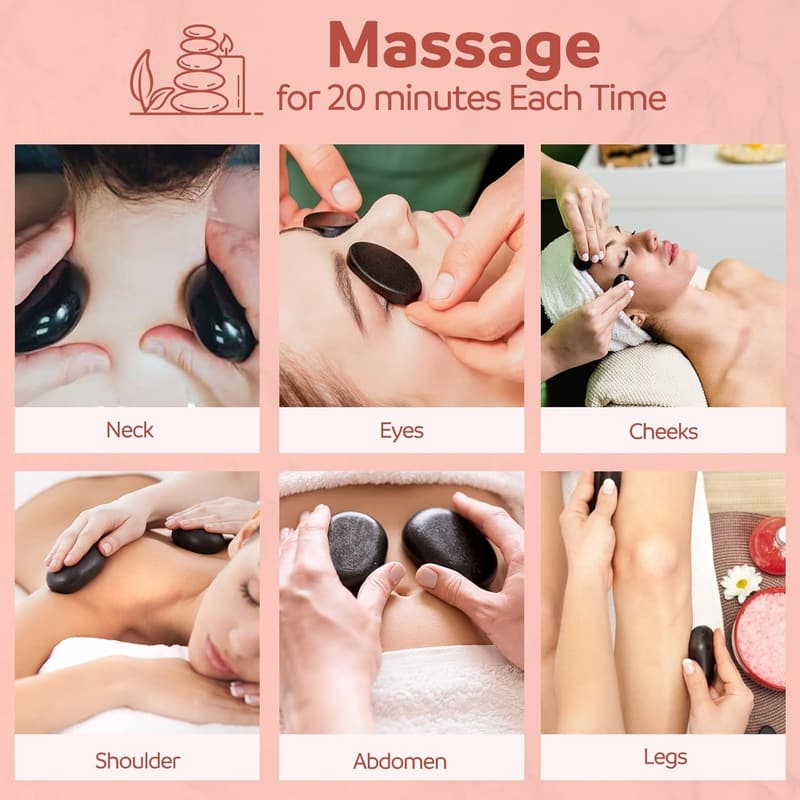Portable Basalt Massage Stones with Heating Kit - 18PCS