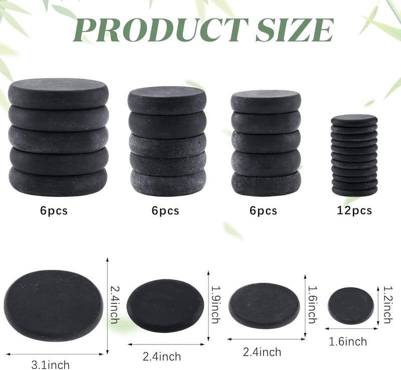 30 Pcs Basalt Hot Stones Massage Kit for Home Spa Relaxation