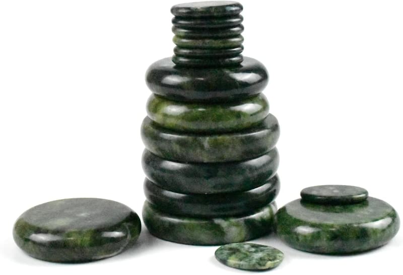 Large Green Jade Massage Stones Set for Spa Treatment (16 Pcs)