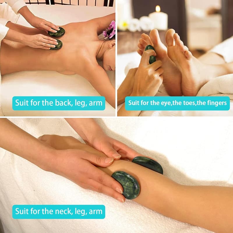 Large Green Jade Massage Stones Set for Spa Treatment (16 Pcs)