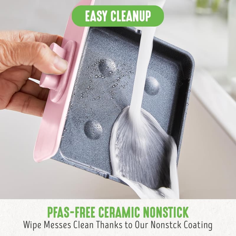 Versatile 3-in-1 Breakfast Station with Nonstick Griddles, Pink