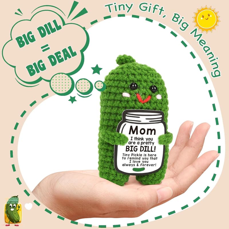 Funny Crochet Pickle Plush - Unique Mother's Day Gift for Mom
