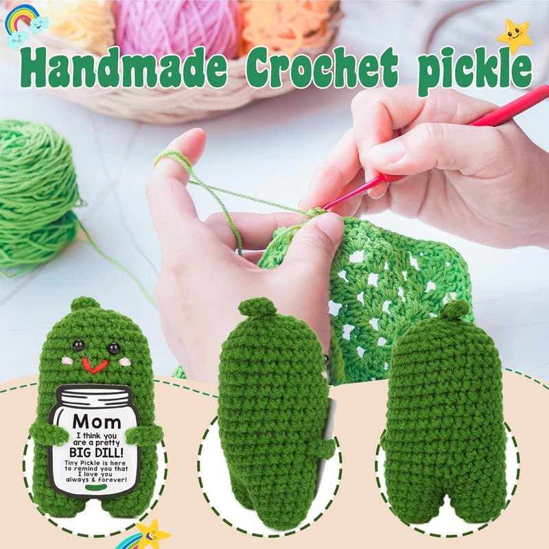 Funny Crochet Pickle Plush - Unique Mother's Day Gift for Mom