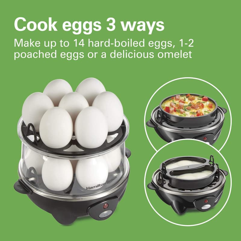 Hamilton Beach Electric Egg Cooker & Steamer, Black, 14 Capacity