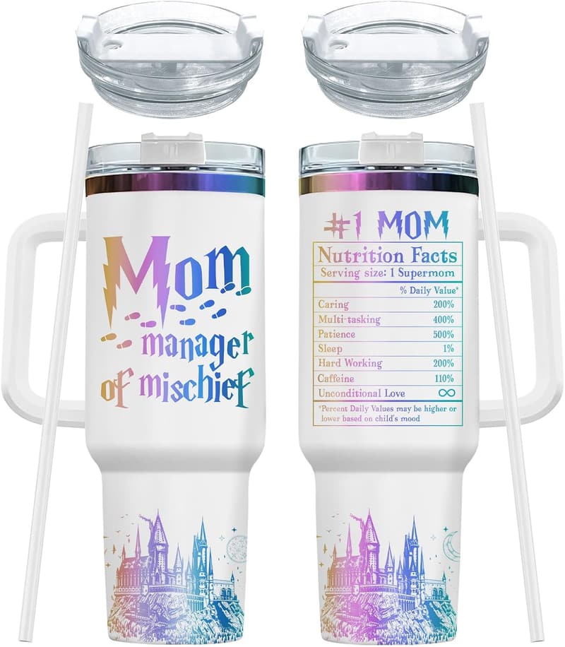 Funny Mom Tumbler with Handle & Straw - 40oz Birthday Gift