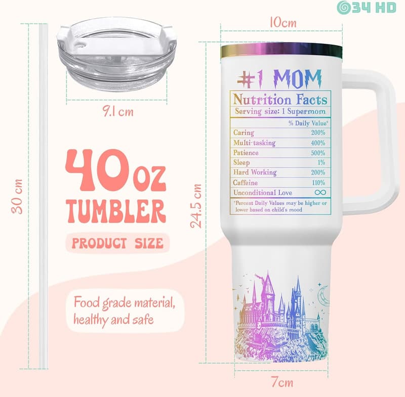 Funny Mom Tumbler with Handle & Straw - 40oz Birthday Gift