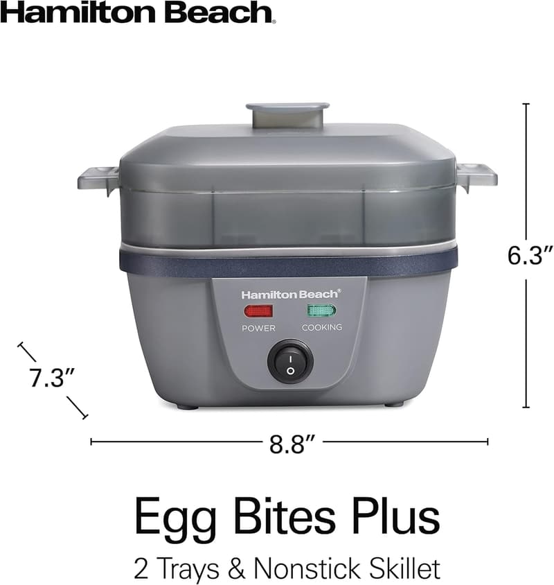 Electric 6-in-1 Egg Cooker and Skillet, Grey