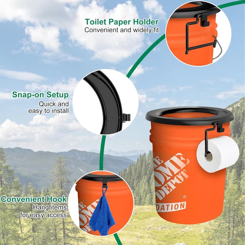 Portable Camp Toilet Seat for 5-Gallon Buckets