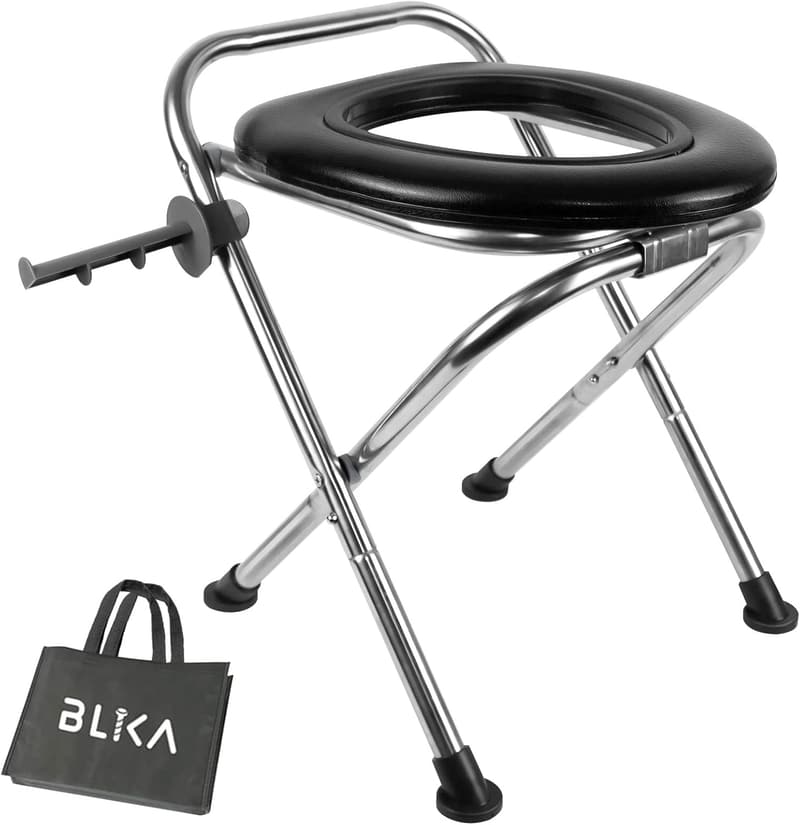 Portable Camping Toilet - 350LBS Stainless Steel, Foldable