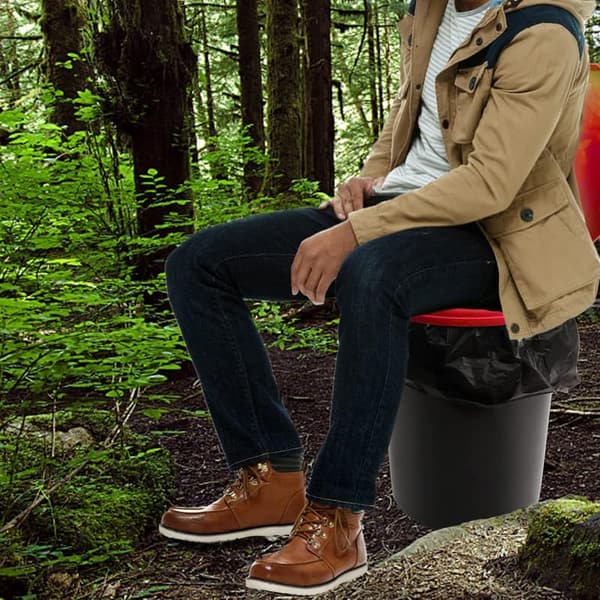 Emergency Portable Toilet Seat for 5 Gallon Bucket, Red