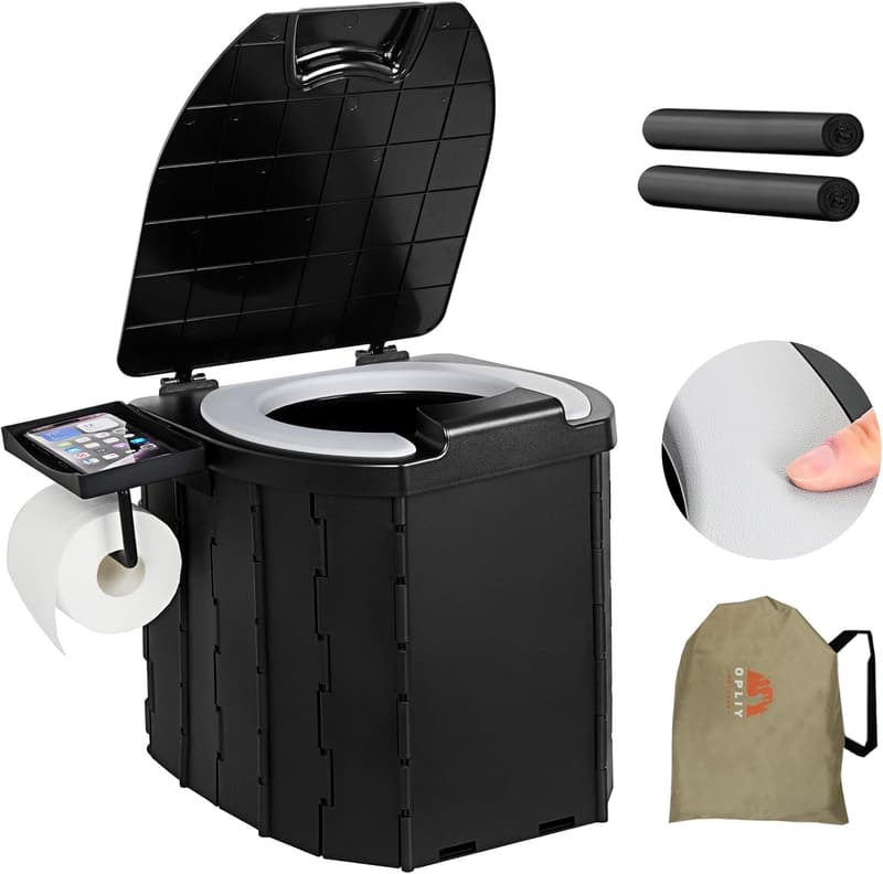Portable Camping Toilet with Soft Seat and Paper Holder - Ideal for Travel and Emergencies