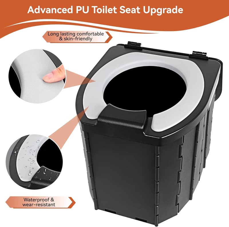 Portable Camping Toilet with Soft Seat and Paper Holder - Ideal for Travel and Emergencies