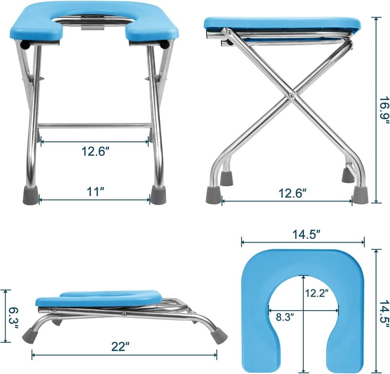 Portable U-Shaped Stainless Steel Toilet for Camping & Travel