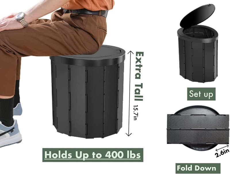 Portable Camping Toilet Kit with Privacy Tent & Gel Bags