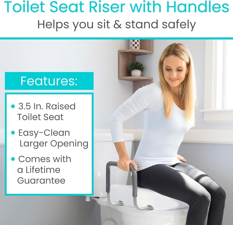Toilet Seat Riser with Handles for Seniors - Elevated Safety