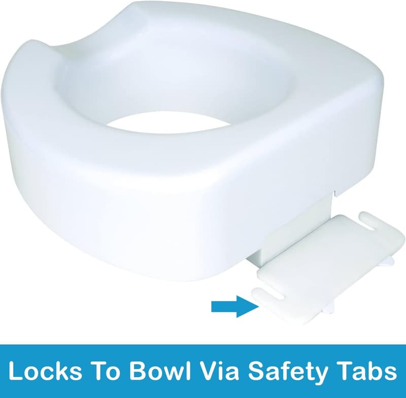 Raised Toilet Seat Riser with Quick-Lock - Adds 4