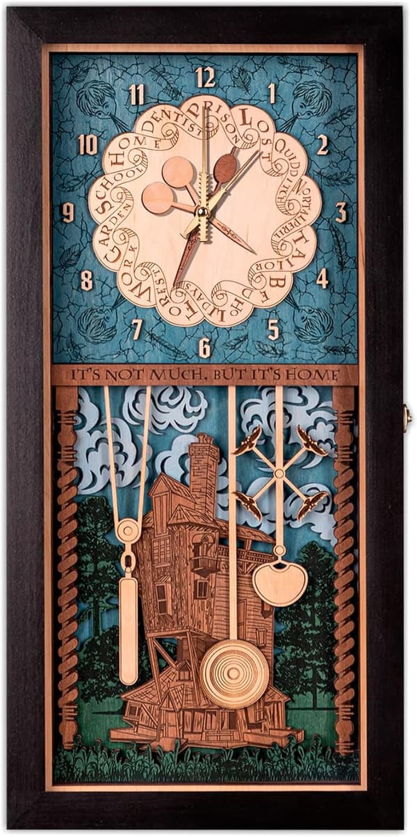 Harry Potter Weasley Family 3D Wall Clock - Rustic Wooden Decor