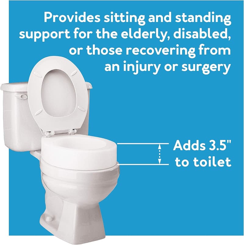 Elongated Toilet Seat Riser - Adds 3.5