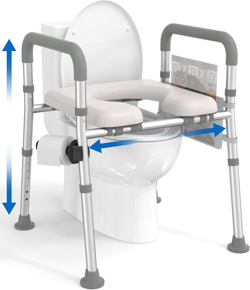 Elevated Toilet Seat with Adjustable Handles for Seniors