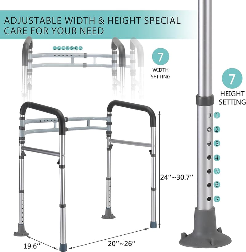 Adjustable Toilet Safety Rails for Seniors & Disabled, FSA/HSA Eligible