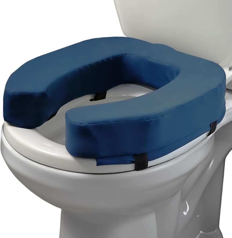 Toilet Seat Riser for Seniors - 3-Inch Foam Elevation (Blue)