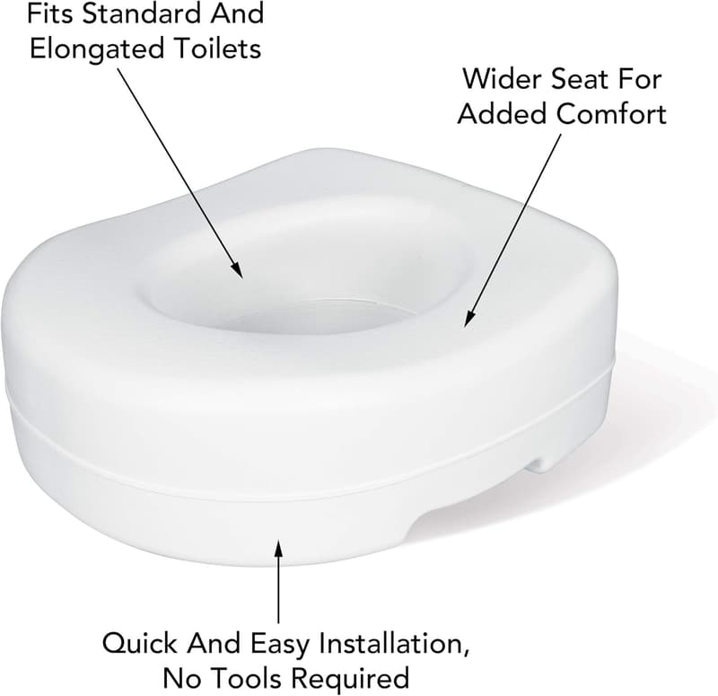 Elevated Toilet Seat Riser - 5.5 Inch Height, 300 lb Capacity