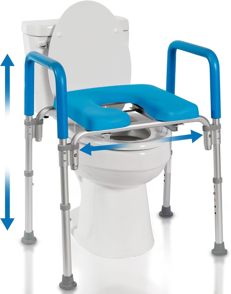 Adjustable Raised Toilet Seat with Handles for Seniors