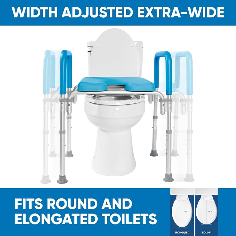 Adjustable Raised Toilet Seat with Handles for Seniors