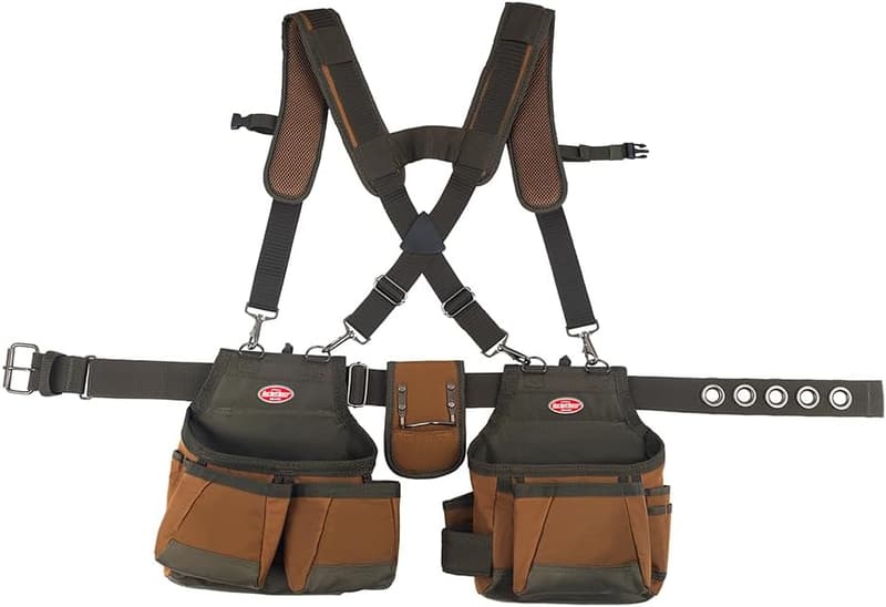 AirLift Tool Belt with Suspenders - 12 Pocket, Brown, 52 Inch