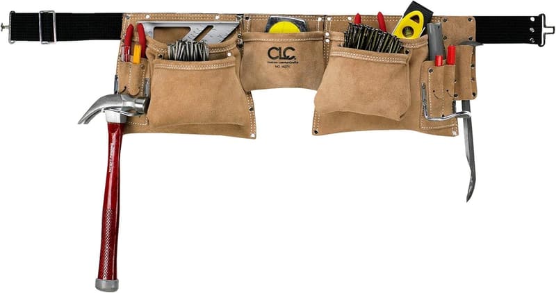 Heavy-Duty Suede Leather Work Apron with 12 Pockets and Hammer Loops