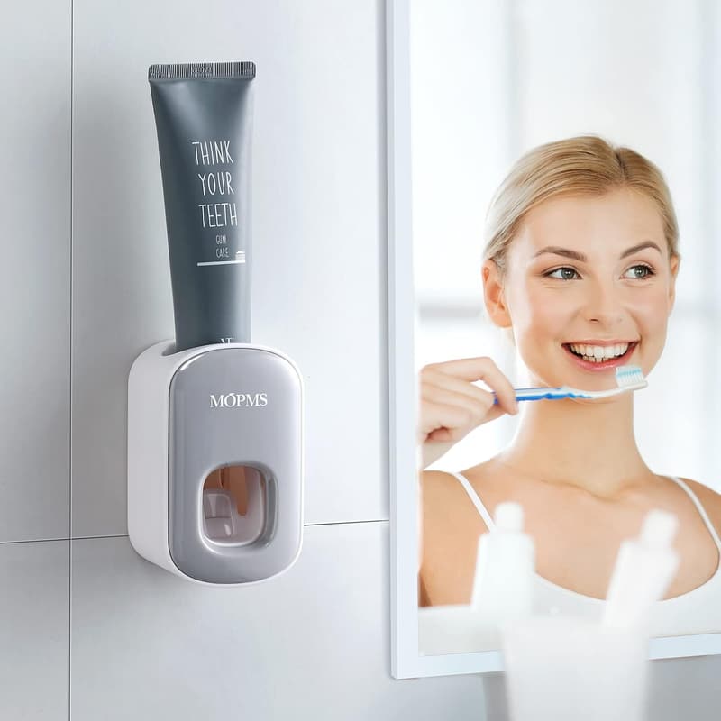 Automatic Wall-Mounted Toothpaste Dispenser for Bathroom (Grey)