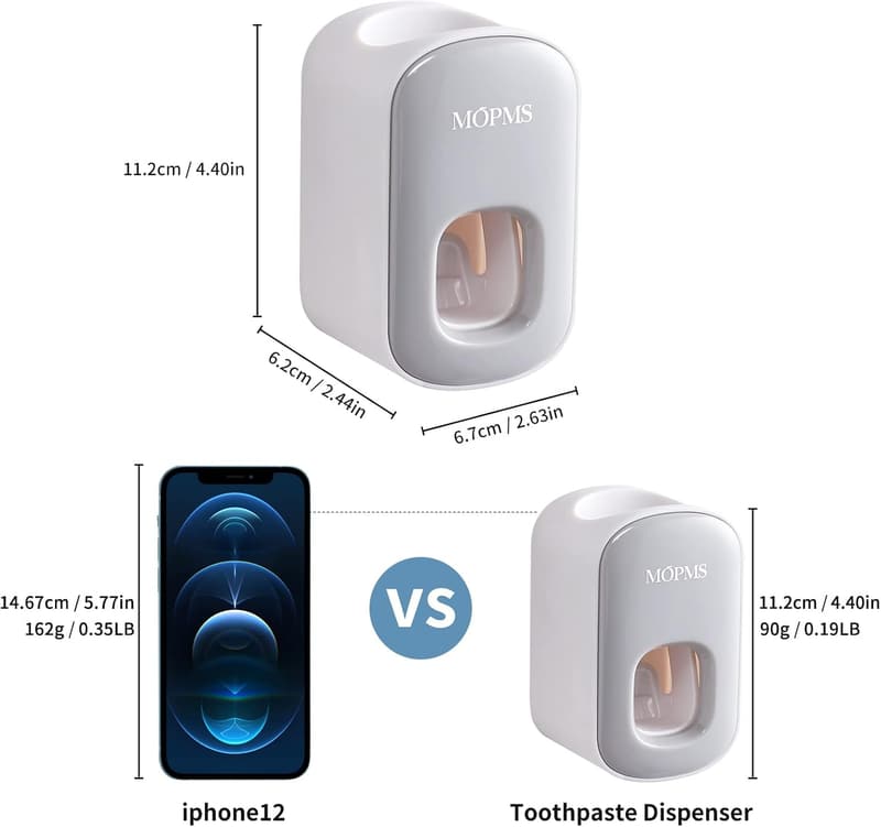 Automatic Wall-Mounted Toothpaste Dispenser for Bathroom (Grey)