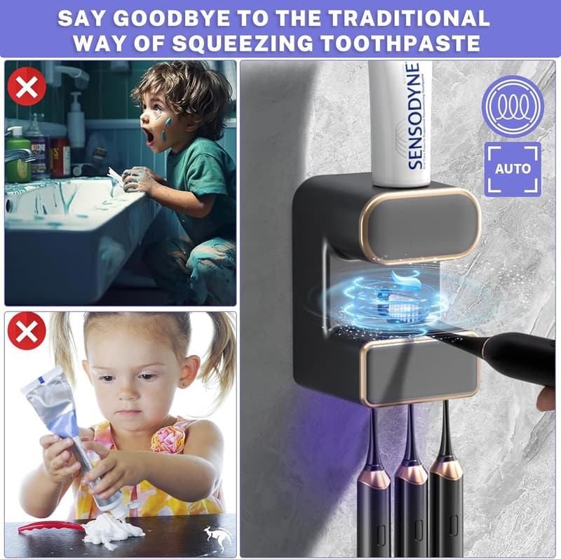 Wall-Mounted Automatic Toothpaste Dispenser for Kids & Adults