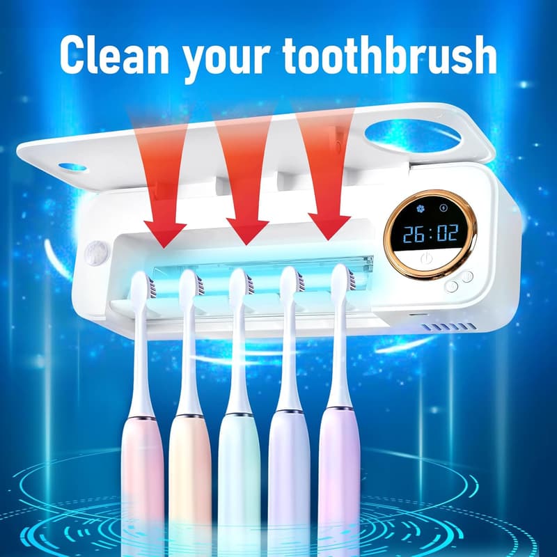 Automatic Toothpaste Dispenser & Wall-Mounted Toothbrush Cleaner