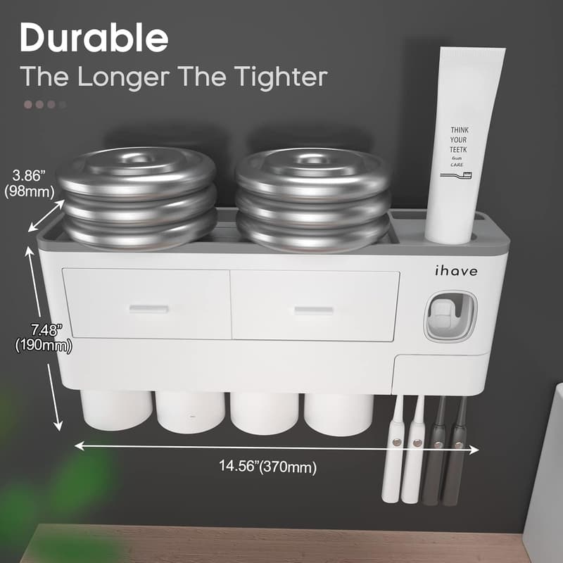 Wall-Mounted Bathroom Organizer Set with Toothbrush Holder & Dispenser