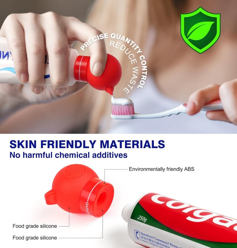 Toothpaste Dispenser - Upgraded Silicone Squeezer with Cap